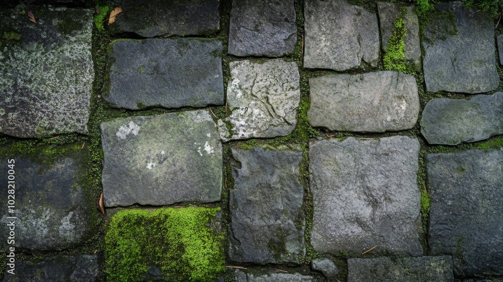 Fototapeta premium A Close-Up of a Stone Wall Covered in Moss