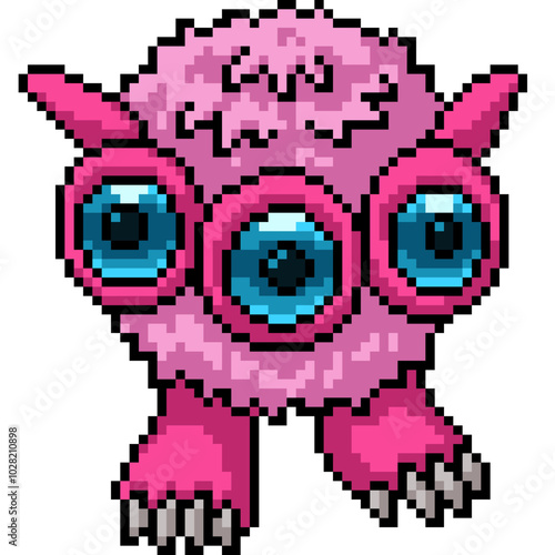 pixel art of fur ball monster