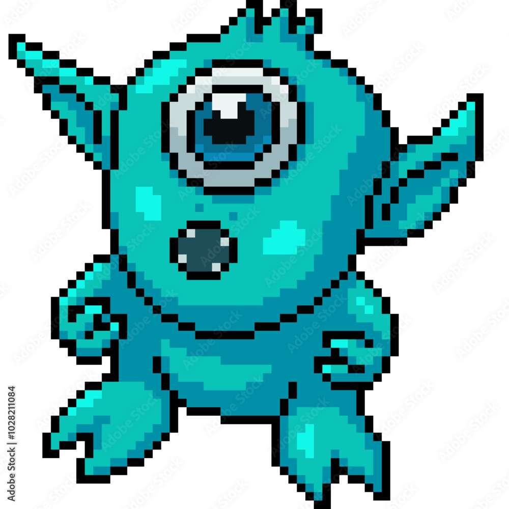 Fototapeta premium pixel art of baby cyclop monster