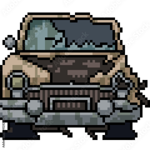 pixel art of old car destroy