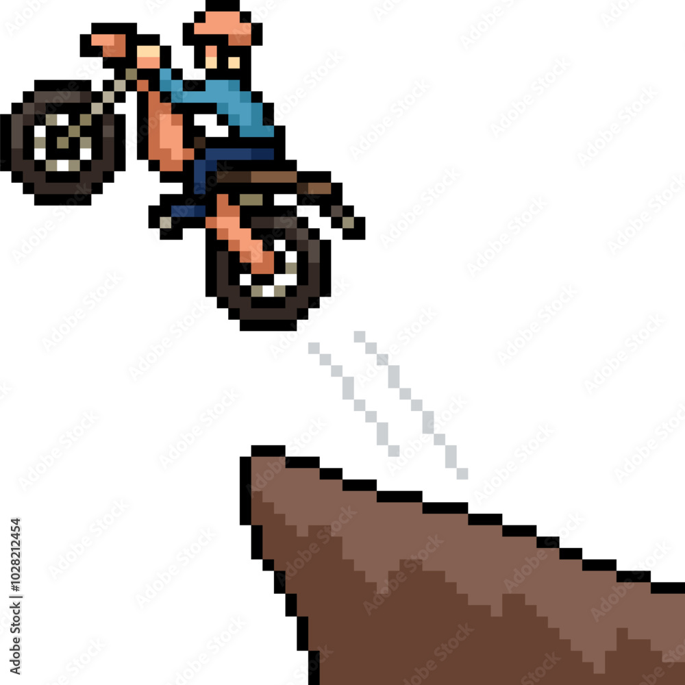 Fototapeta premium pixel art of motorcycle jump off cliff