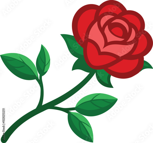 Single red rose vector illustration isolated on white background  photo