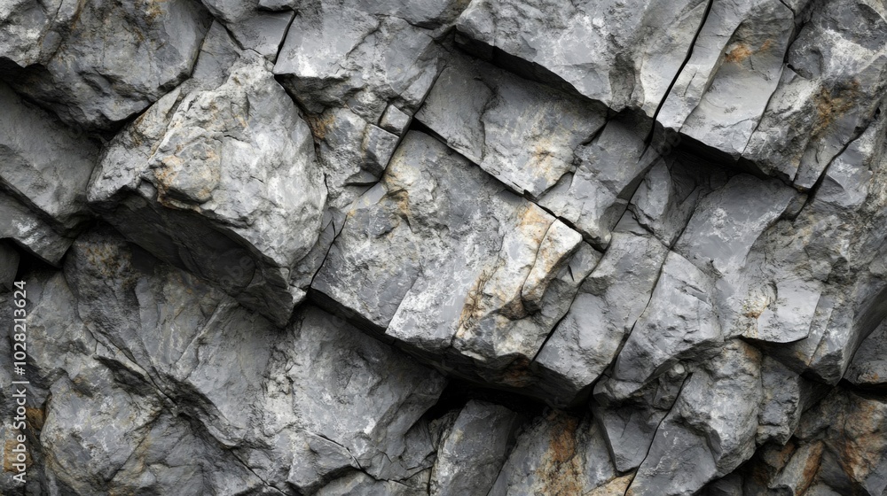 Close-up of a Rough, Gray Rock Face with Deep Cracks Close-up of a Rough, Gray Rock Face with Deep Cracks