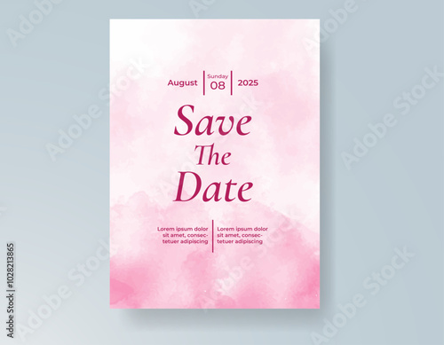 Wedding invitation with Abstract splashed watercolor background