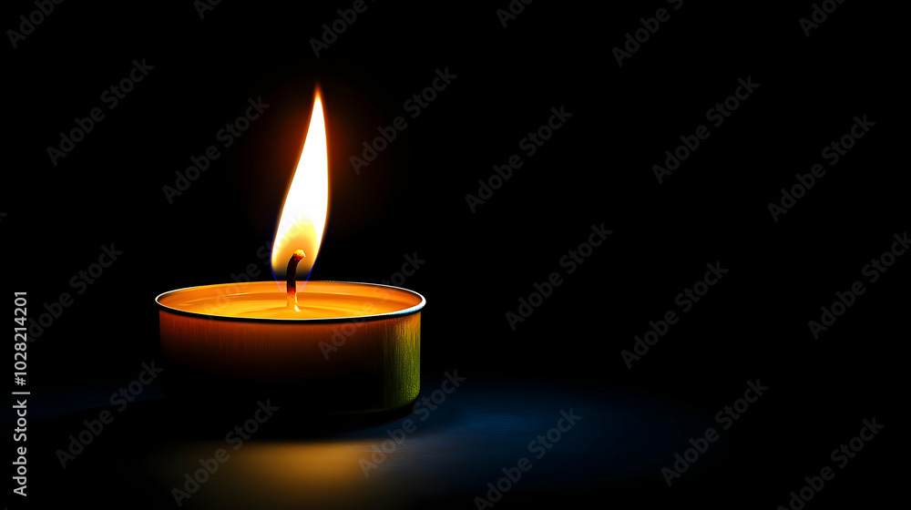 Single Burning Candle in the Dark. Single Burning Candle in the Dark.