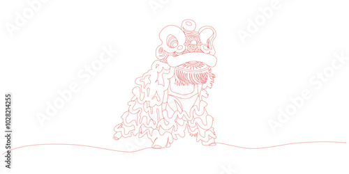 Chinese lion dance vector line art design, eps 2