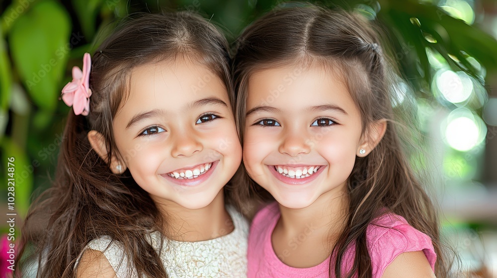 Happy Young Girls Smiling Portrait Closeup Sisters Friendship Childhood Joy Kids Happy Young Girls Smiling Portrait Closeup Sisters Friendship Childhood Joy Kids