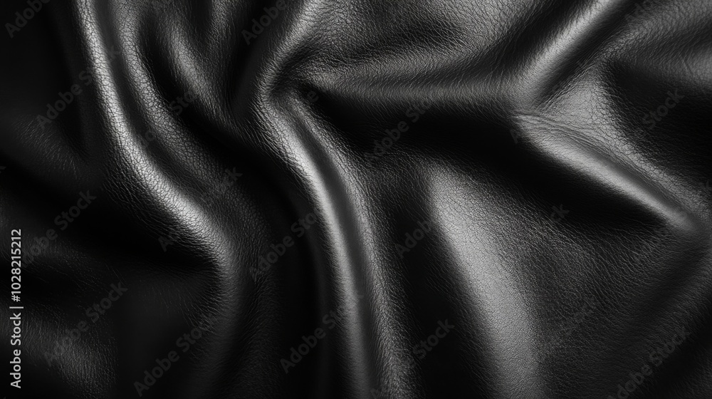 Fototapeta premium Black Leather Texture with Wrinkles and Creases