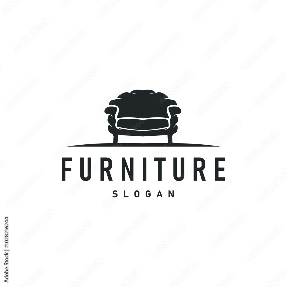 Simple elegant minimalist home interior furniture logo design illustration template Simple elegant minimalist home interior furniture logo design illustration template