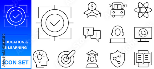Education and Learning thin line icons set. Education, School, Learning editable stroke icons. Vector