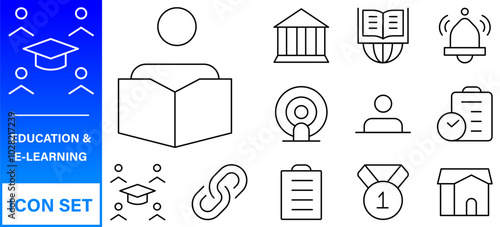 Education and Learning thin line icons set. Education, School, Learning editable stroke icons. Vector