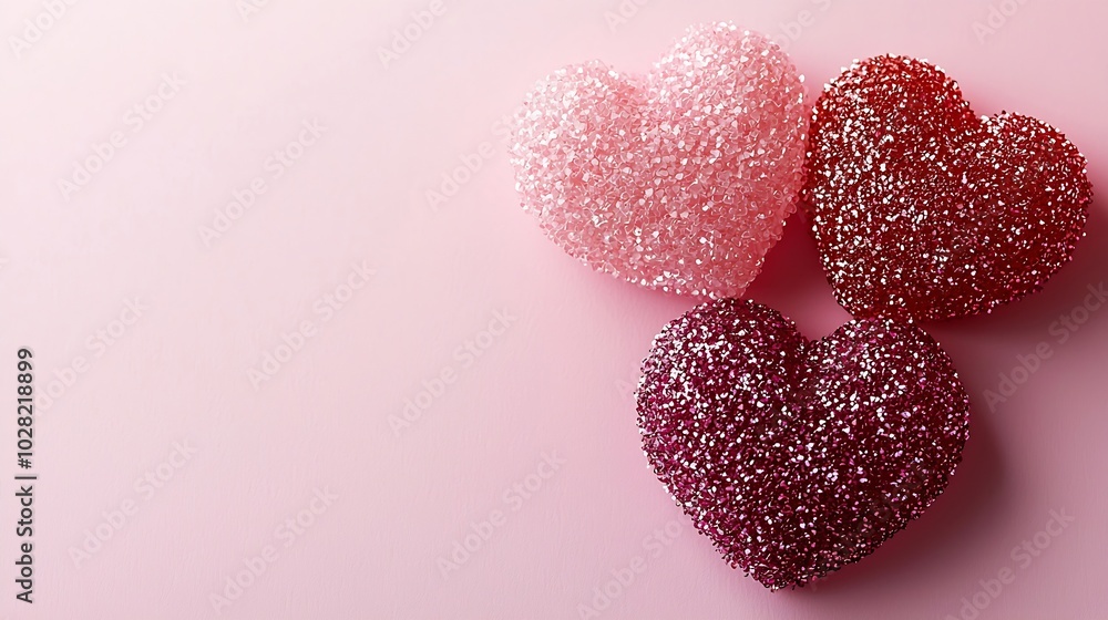 Obraz premium Sugar hearts frame on pink background Romantic St Valentines day concept Top view Copy space : Generative AI