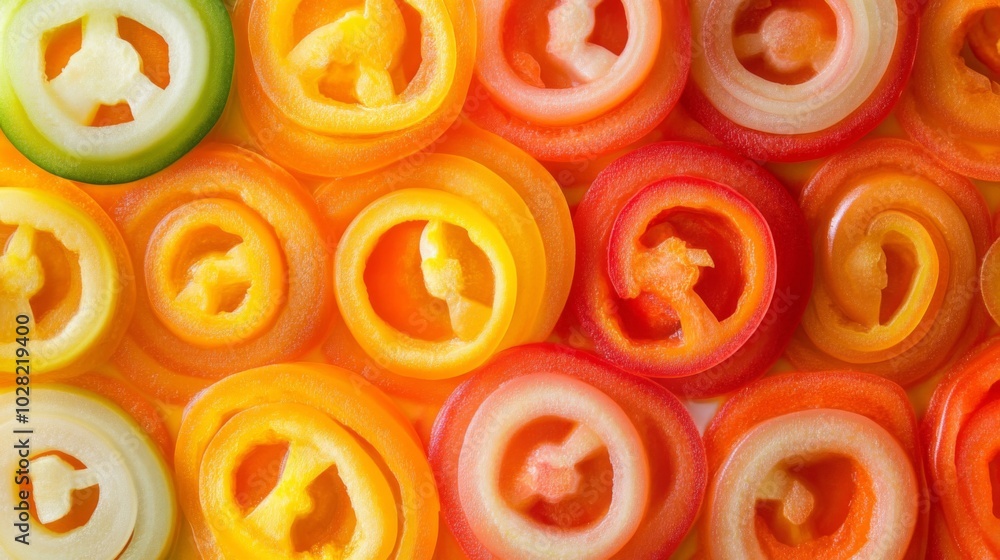 Colorful Sliced Peppers and Onion Rings Colorful Sliced Peppers and Onion Rings