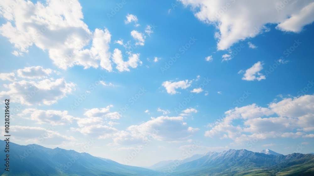 Mountain Landscape under a Blue Sky with White Clouds Mountain Landscape under a Blue Sky with White Clouds