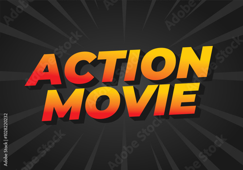 Action movie. Text effect in 3D look with modern colors