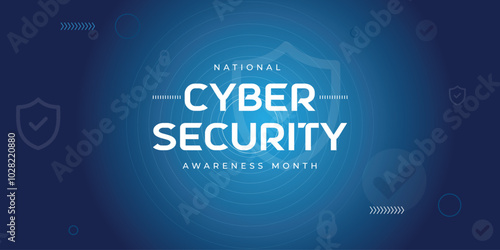 National cyber security awareness month is observed. flat design Cyber security banner gradient color blue