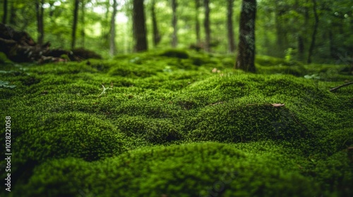 Lush Green Moss Covering Forest Floor