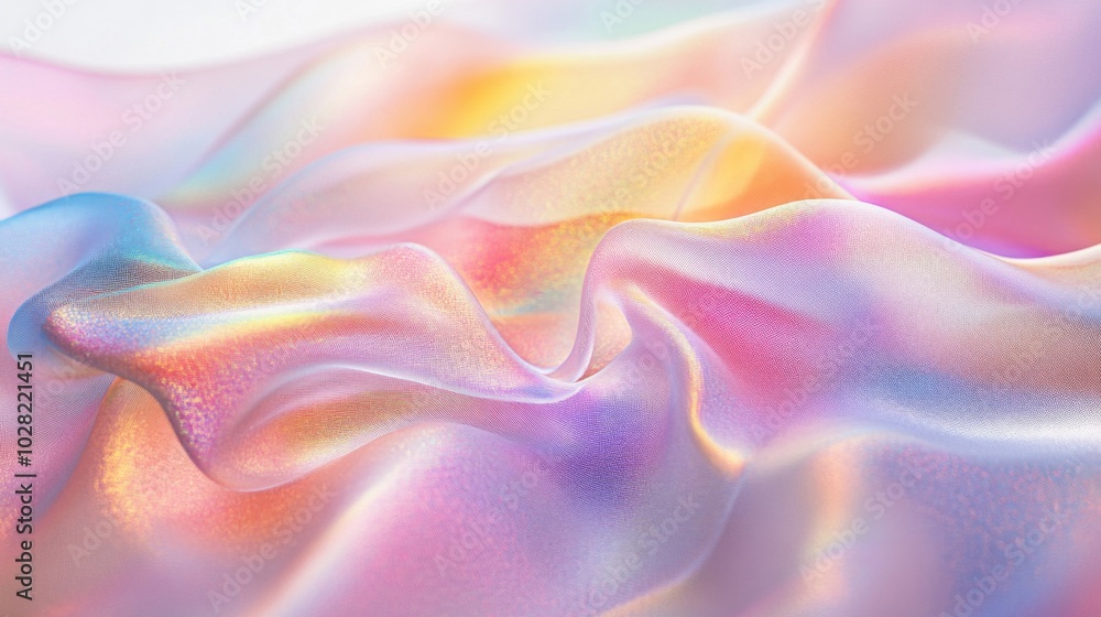 Obraz premium Abstract iridescent fabric with soft flowing folds