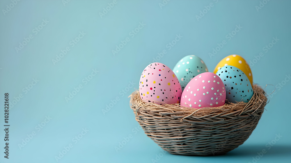 Colorful Easter Eggs in Nest. Colorful Easter Eggs in Nest.