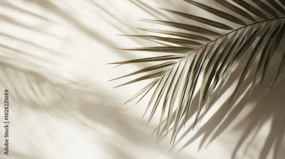 Obraz premium Palm Leaf Shadow on a Beige Wall