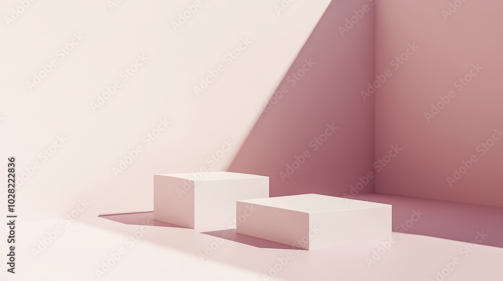 Minimalist Floating Cubes on Soft Background Minimalist Floating Cubes on Soft Background