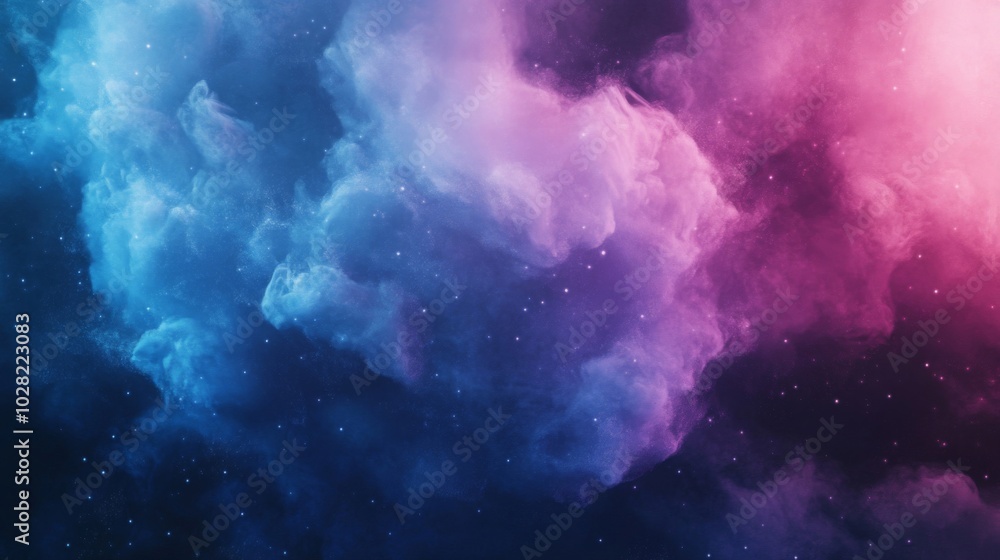 Fototapeta premium Abstract Cosmic Nebula with Blue and Pink Swirls and Stars