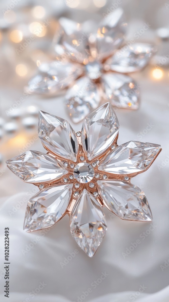 Exquisite Crystal Snowflakes Shimmering in Luxurious Splendor Exquisite Crystal Snowflakes Shimmering in Luxurious Splendor