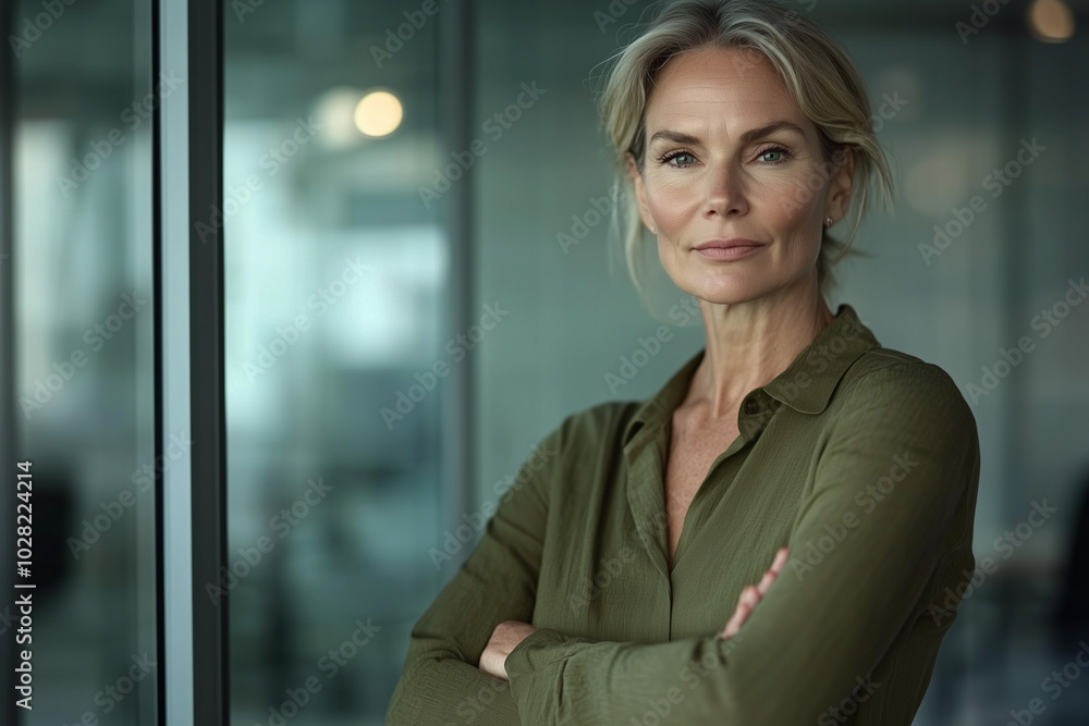 Senior businesswoman standing confidently with crossed arms Senior businesswoman standing confidently with crossed arms