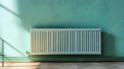 Wallpaper Mural White Radiator on a Turquoise Wall. Torontodigital.ca