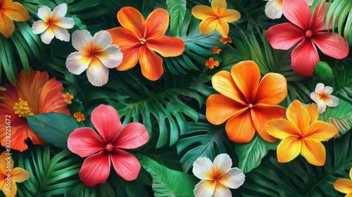 Vibrant Tropical Floral Pattern 