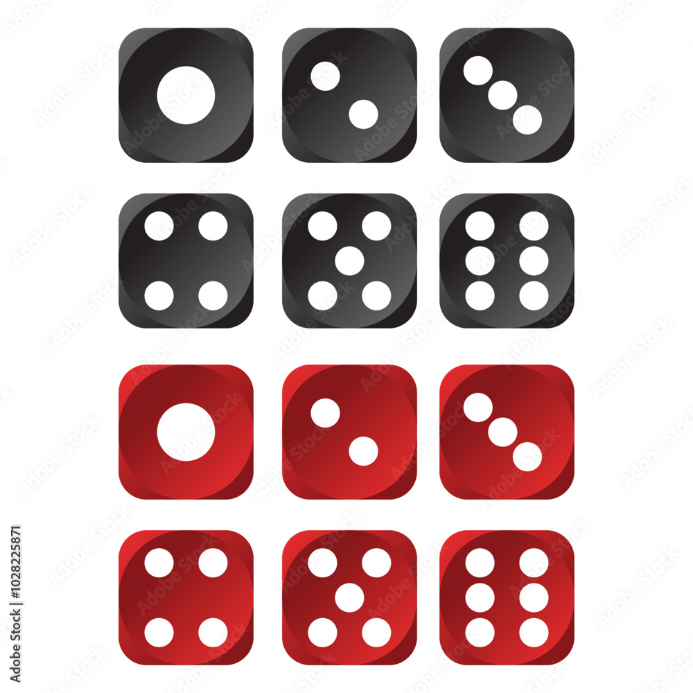 illustration vector icon set for dice face on plain white background illustration vector icon set for dice face on plain white background