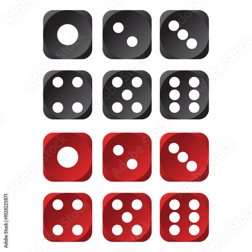 illustration vector icon set for dice face on plain white background