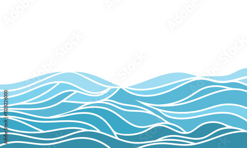 Background illustration of wavy blue sea surface