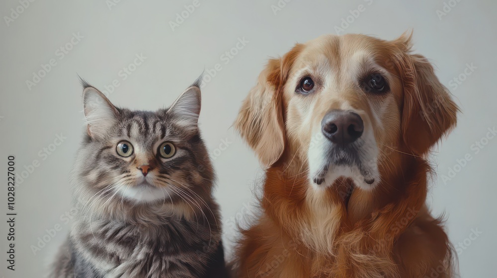 Adorable Cat and Dog Portrait Together Adorable Cat and Dog Portrait Together