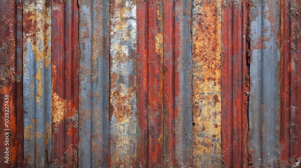 Rusted Corrugated Metal Sheet with Vertical Stripes Rusted Corrugated Metal Sheet with Vertical Stripes