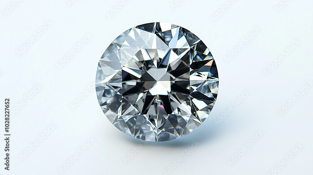 Brilliant diamond with sharp facets reflecting light Brilliant diamond with sharp facets reflecting light