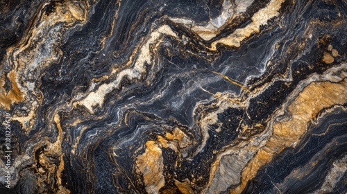 Black and Gold Swirling Marble Texture