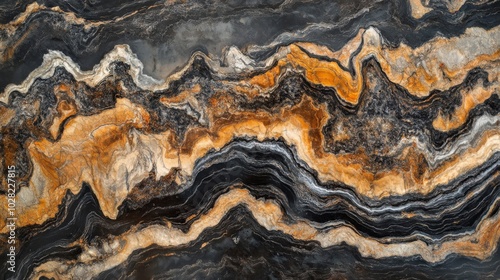 Wallpaper Mural Abstract Swirling Pattern of Black, Gold, and Brown Stone Torontodigital.ca