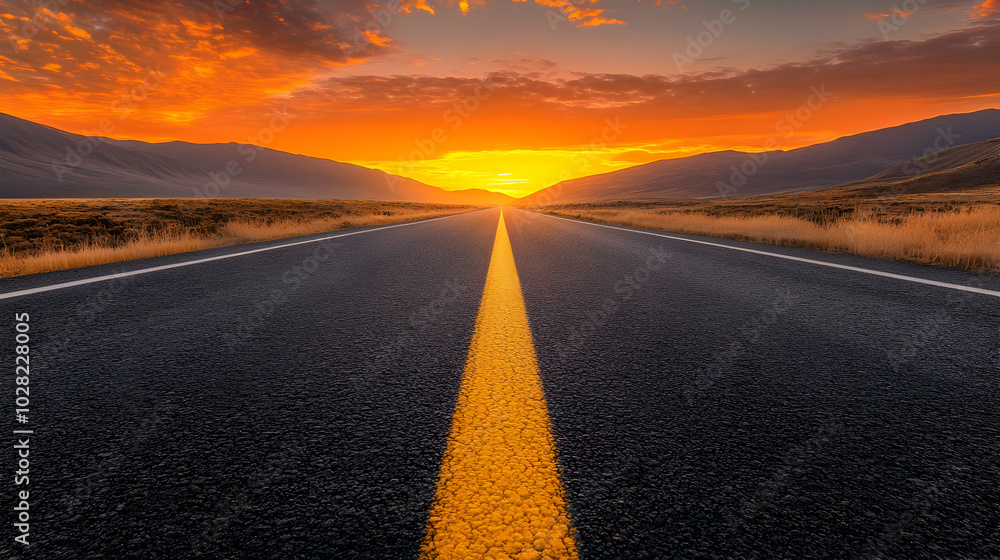 Naklejka premium Road to the Sunset.