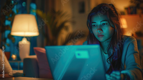 the beautiful woman sitting frustrated at her laptop