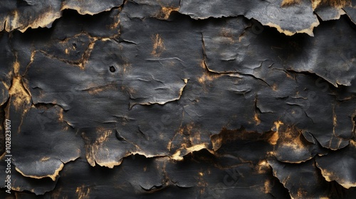 Close-up Texture of Cracked and Faded Black Paper