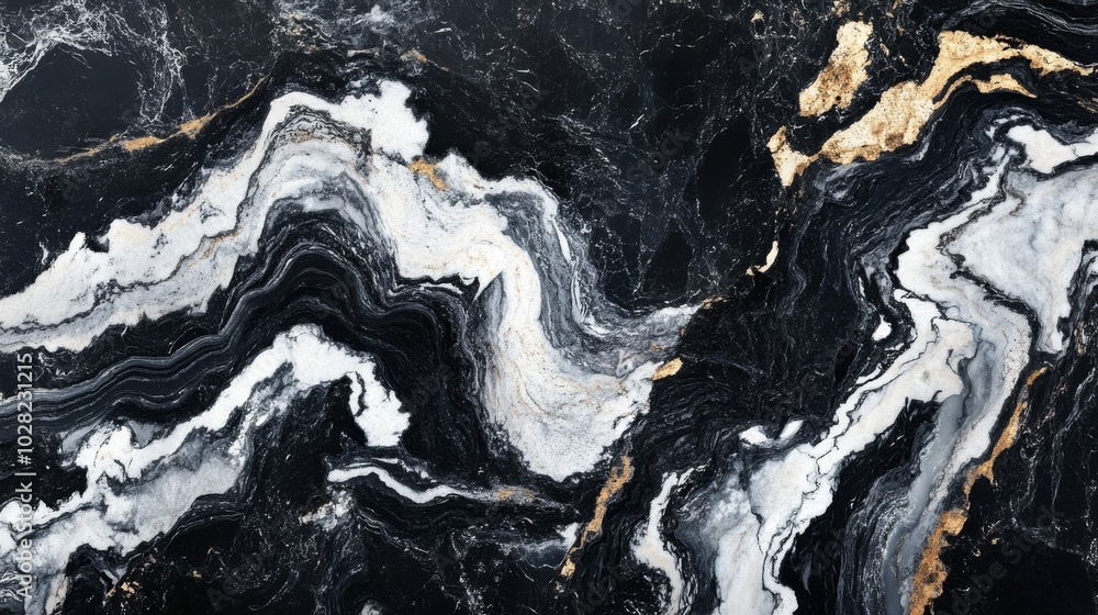 Black, White, and Gold Swirling Marble Texture Black, White, and Gold Swirling Marble Texture