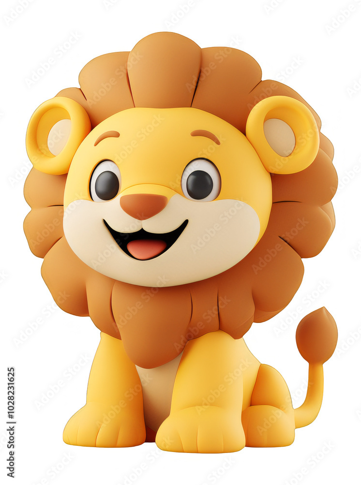 Obraz premium Cute Cartoon Lion Illustration with Transparent Background for Design and Overlays