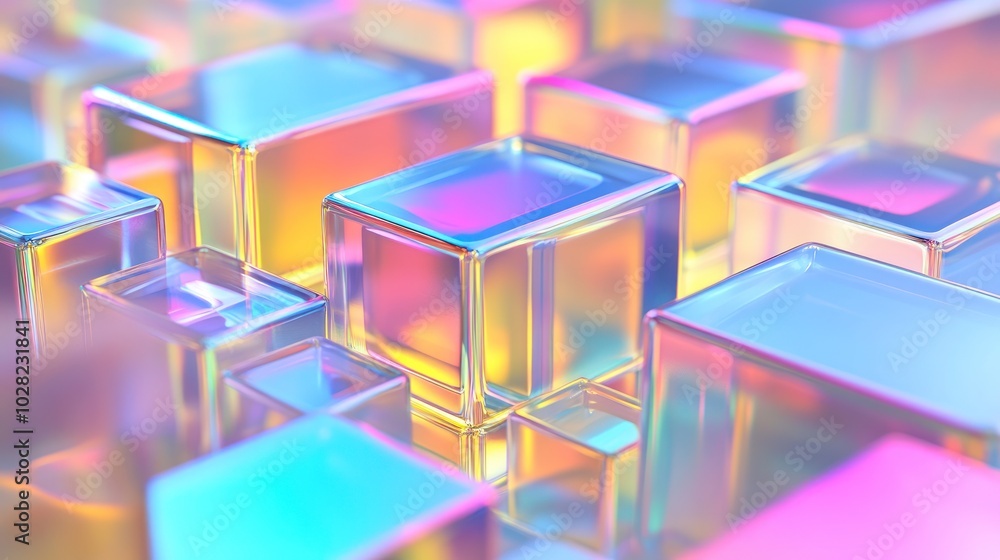 Iridescent Cubes Abstract Iridescent Cubes Abstract
