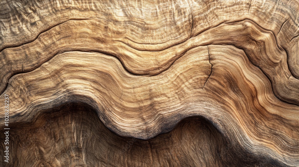 Naklejka premium Wavy Grain Pattern of a Wooden Surface