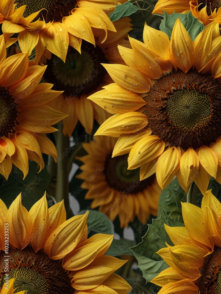 A Bouquet of Sunflowers Blooming in a Lush Garden A Bouquet of Sunflowers Blooming in a Lush Garden