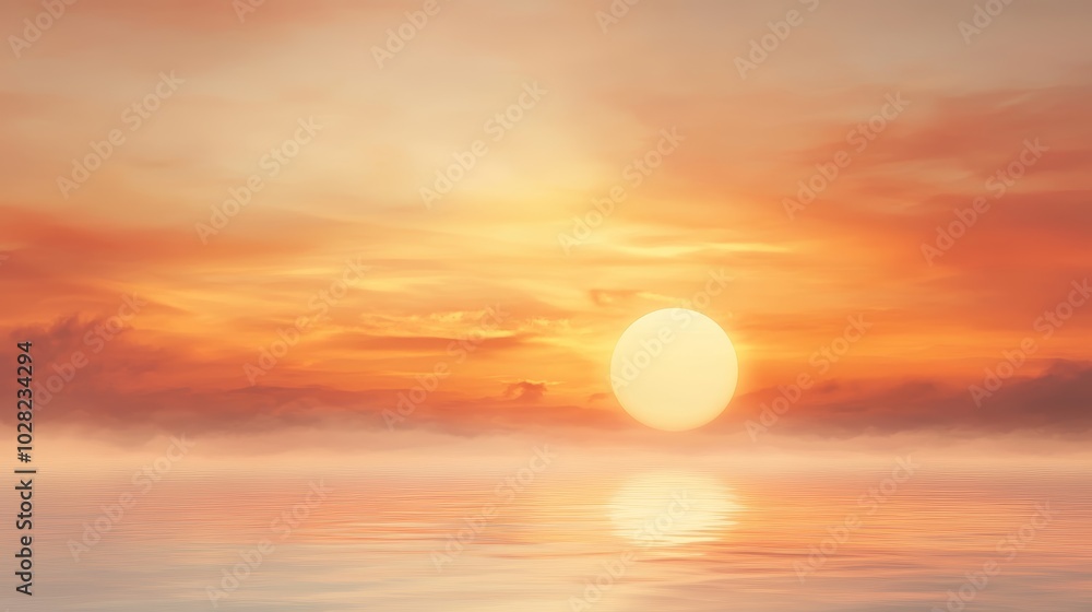Spectacular sunset vista large glowing sun dominates the horizon Spectacular sunset vista large glowing sun dominates the horizon