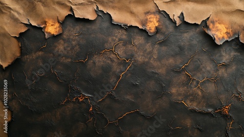 Burned and Cracked Paper Texture with Orange Hues