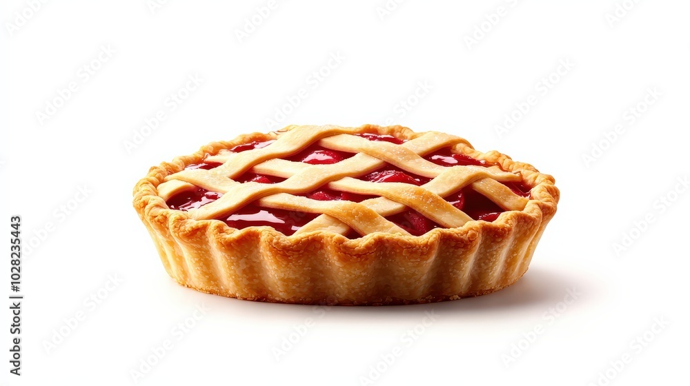 Delicious cherry pie with a golden crust, isolated on a white background. Delicious cherry pie with a golden crust, isolated on a white background.