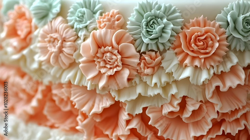 Floral Cake Decoration Close-up.